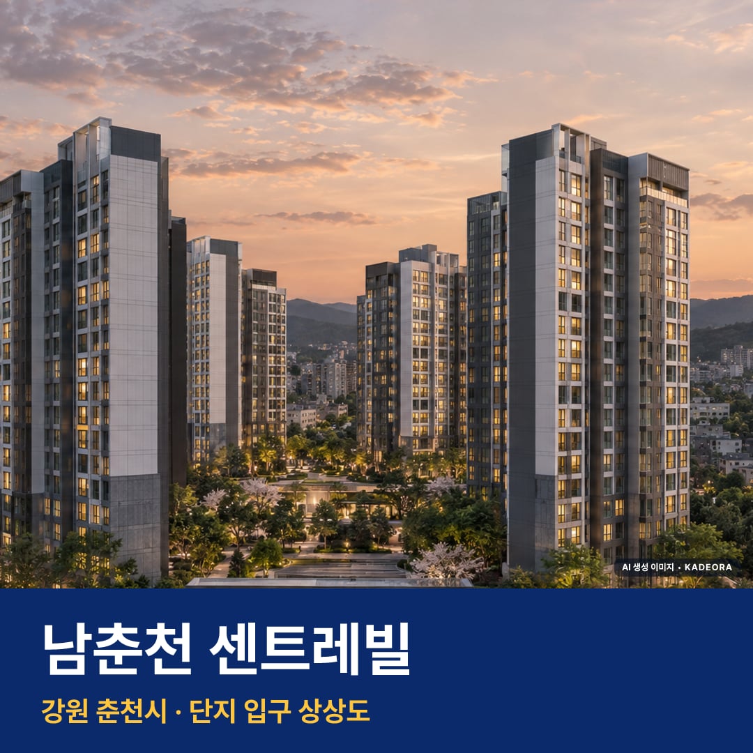 남춘천 센트레빌 모델하우스 주변 경관 · AI 생성 상상도 · 실제와 다를 수 있음