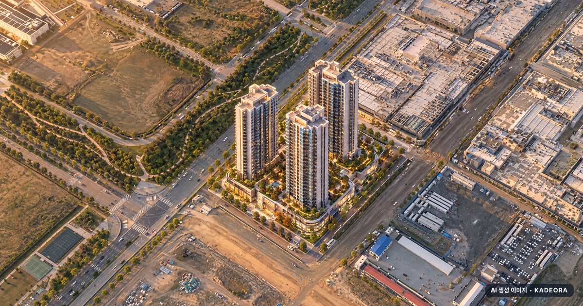 송도자이풍경채 그라노블 5단지 최고 45층·총 2,900세대(이번 610세대 공급) 기준 AI 상상도(노을 항공) — 실제와 다를 수 있음