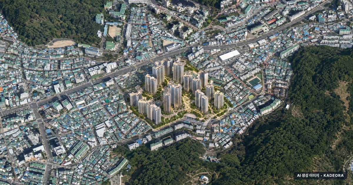 괴정11 재개발 단지 전경 · AI 생성 상상도 · 실제와 다를 수 있음