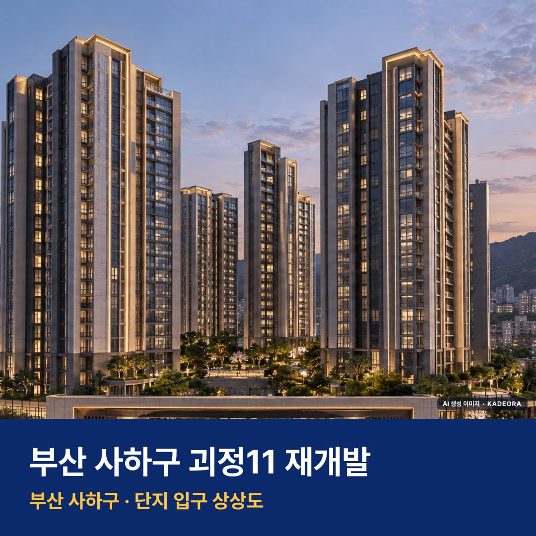 괴정11 재개발 주변 경관 · AI 생성 상상도 · 실제와 다를 수 있음