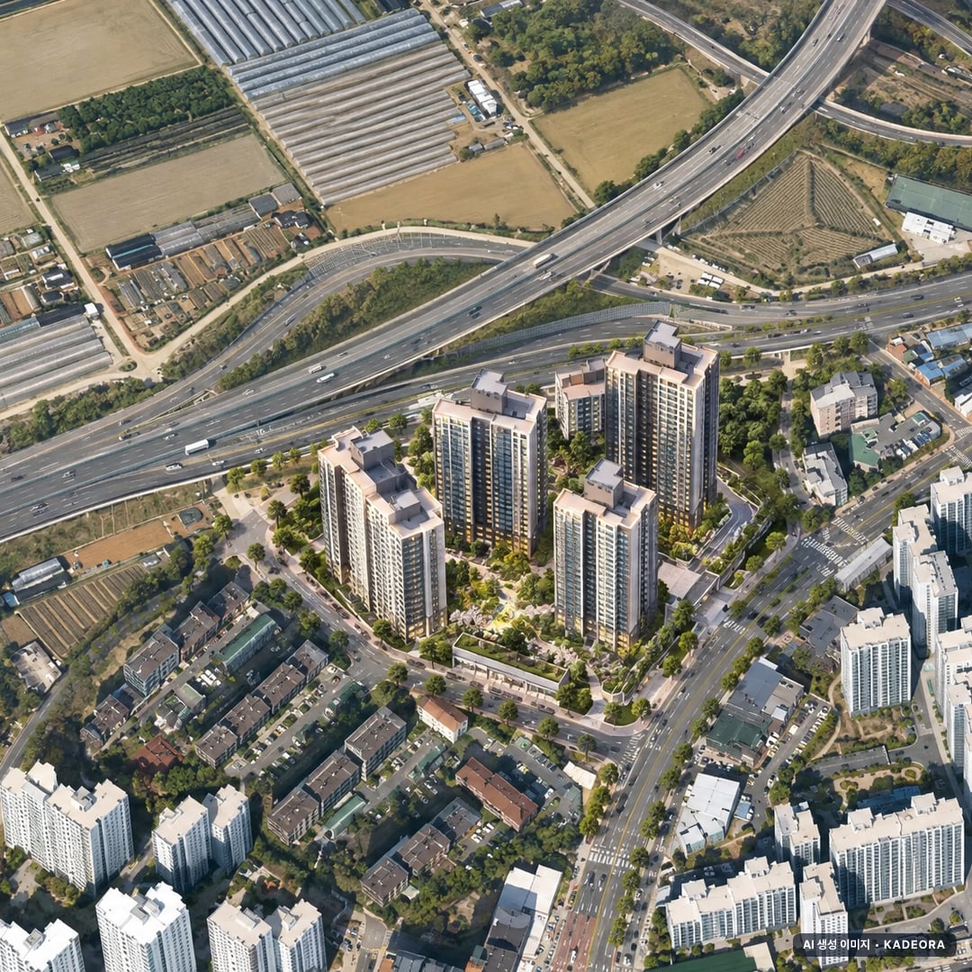 휴먼빌 일산 클래스원 단지 전경 AI 상상도(주간 항공) — 경기 고양시 착공 529세대