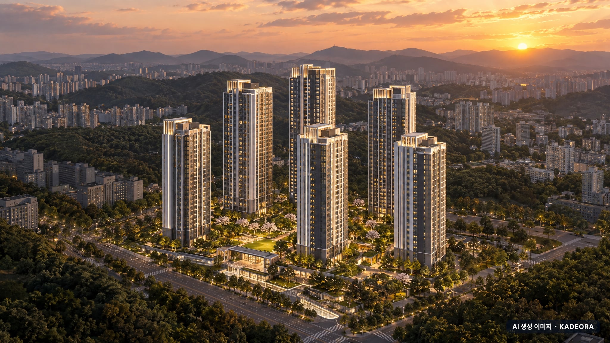 평택 브레인시티 수자인 단지 전경 AI 상상도(노을 항공) — 경기 평택시 착공 842세대