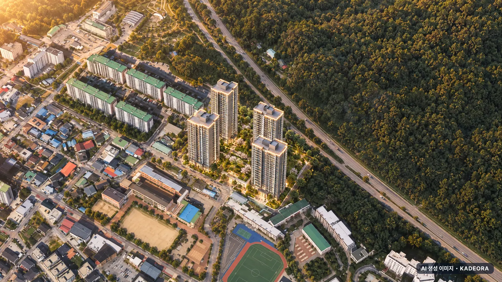 정읍 상동 예다음2차 4개동·총 221세대 기준 AI 상상도(노을 항공) — 실제와 다를 수 있음