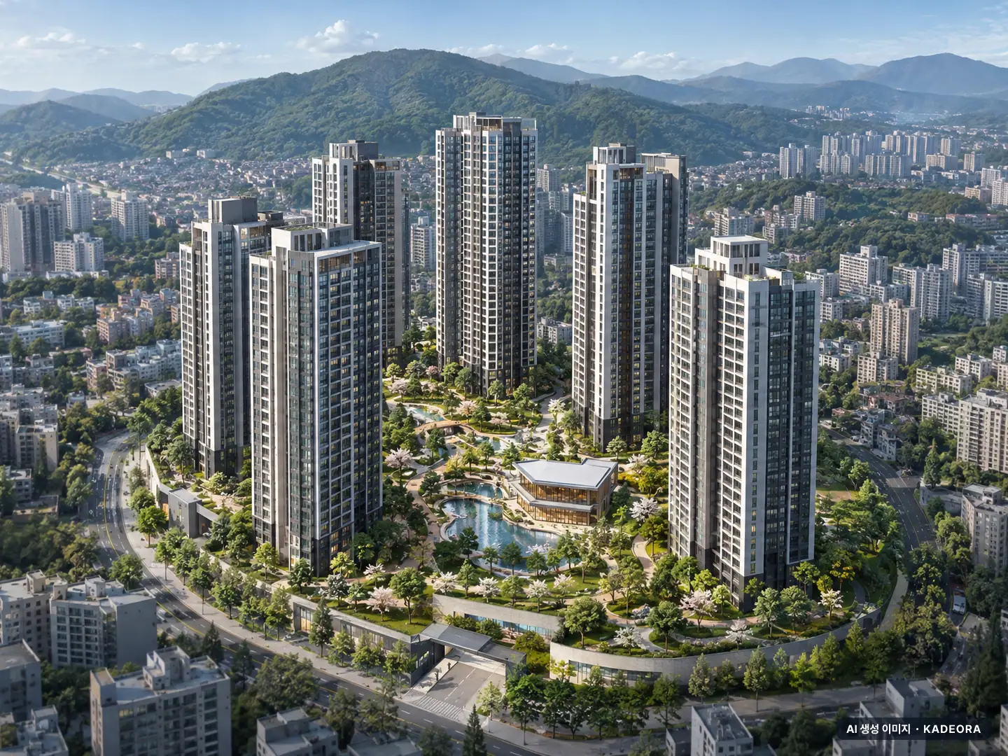 울산 북구 연암동 재건축 단지 전경 AI 상상도(주간 항공) — 북구