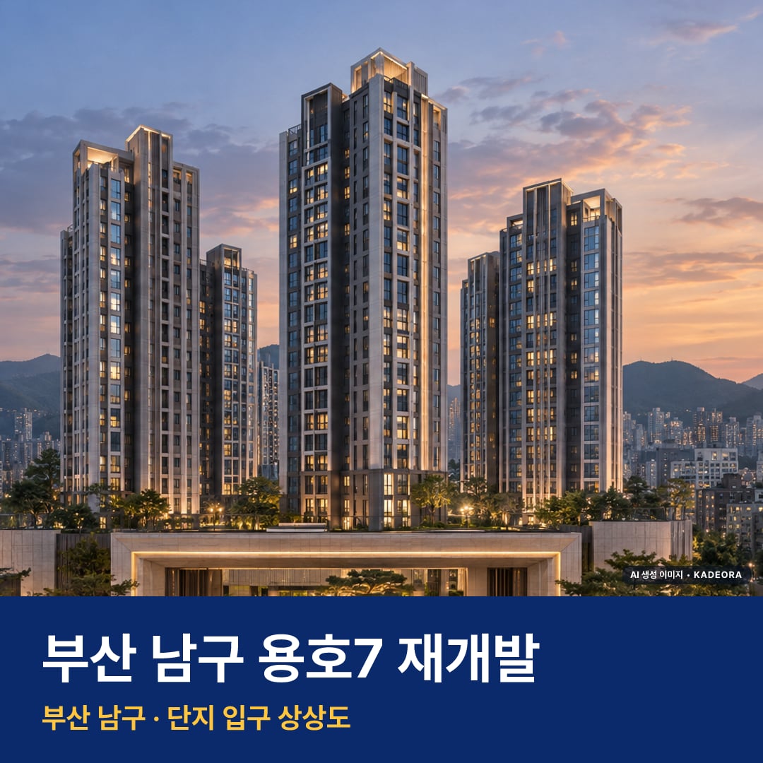 용호7 재개발 단지 전경 AI 상상도 — 남구 용호동 1,112세대