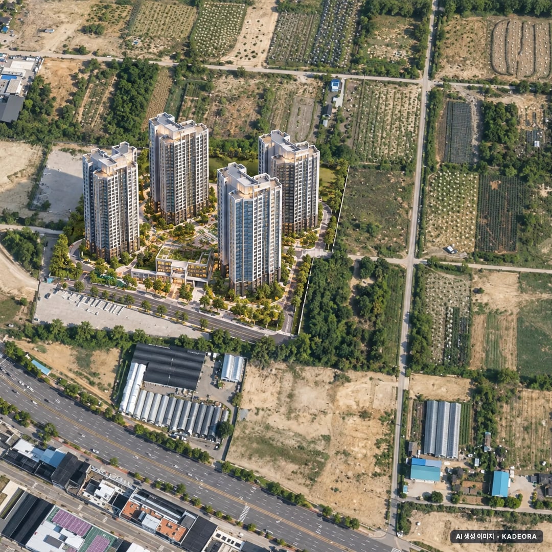 호반써밋 풍무Ⅱ 단지 전경 AI 상상도(주간 항공) — 경기 김포시 착공 961세대