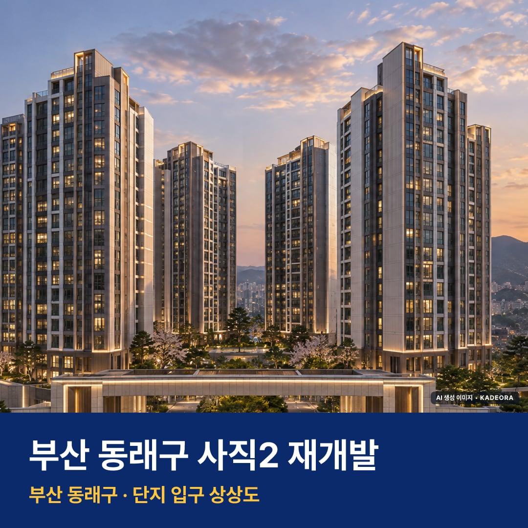 사직2 재개발 단지 전경 AI 상상도 — 동래구 사직동