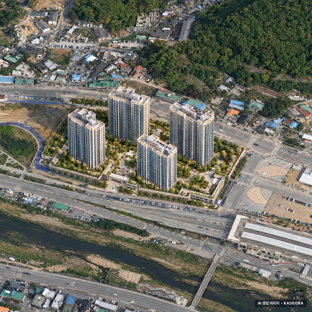 곤지암역 센트럴 아이파크 단지 전경 AI 상상도(주간 항공) — 경기 광주시 착공 347세대