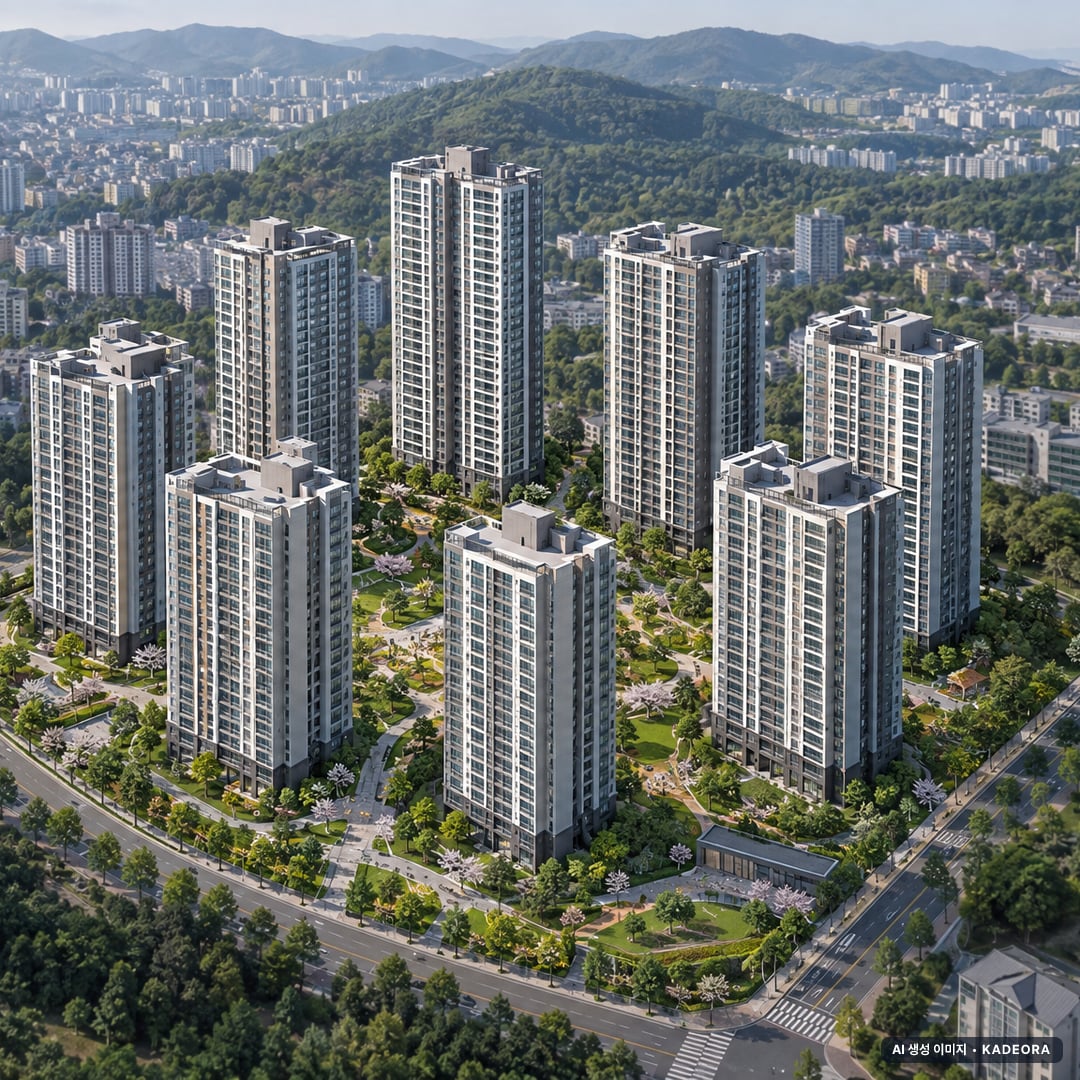 트리븐센텀 2단지 9개동·최고 29층·총 792세대 기준 AI 상상도 — 실제와 다를 수 있음 트리븐센텀 2단지 9개동·최고 29층·총 792세대 기준 AI 상상도(주간 항공) — 실제와 다를 수 있음