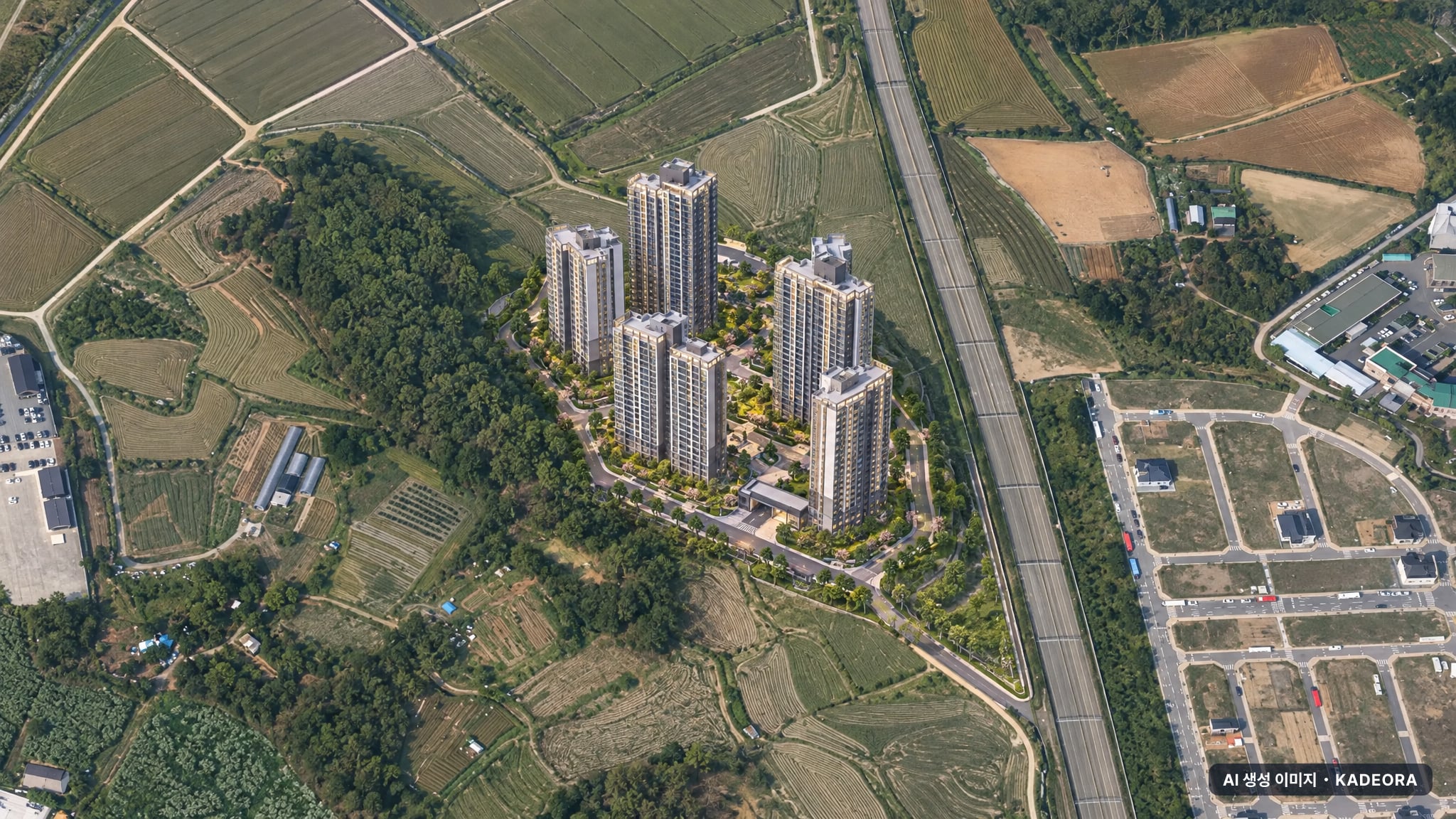 천안 아이파크 시티 4단지 단지 전경 AI 상상도(주간 항공) — 충남 천안시 당첨자 발표 777세대