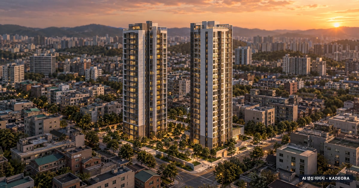 서광교 한라비발디 레이크포레 2개동·최고 28층·총 285세대 기준 AI 상상도(노을 항공) — 실제와 다를 수 있음