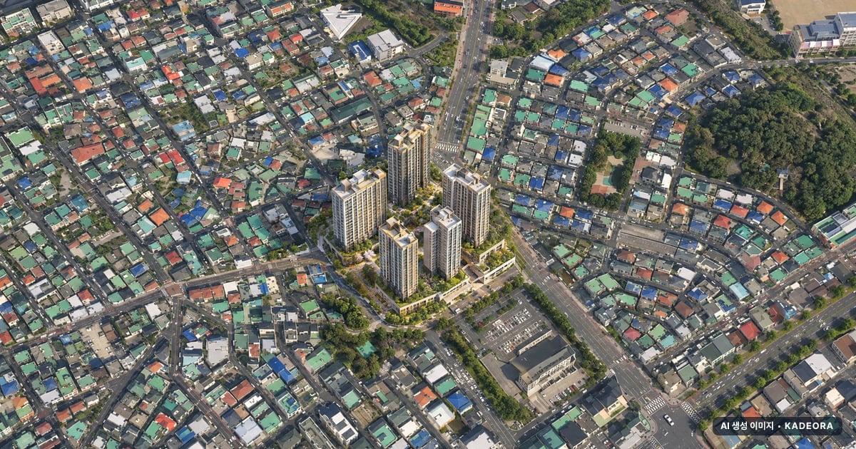 제주시 이도이동 아이린8차 아파트 단지 전경 AI 상상도 — 제주시 이도이동 45세대