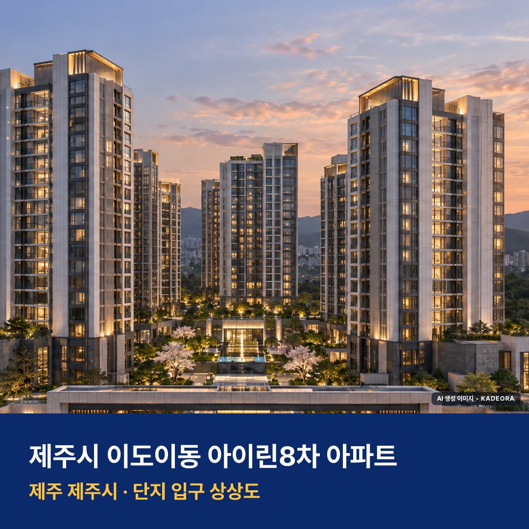 제주시 이도이동 아이린8차 아파트 단지 전경 AI 상상도 — 제주시 이도이동 45세대