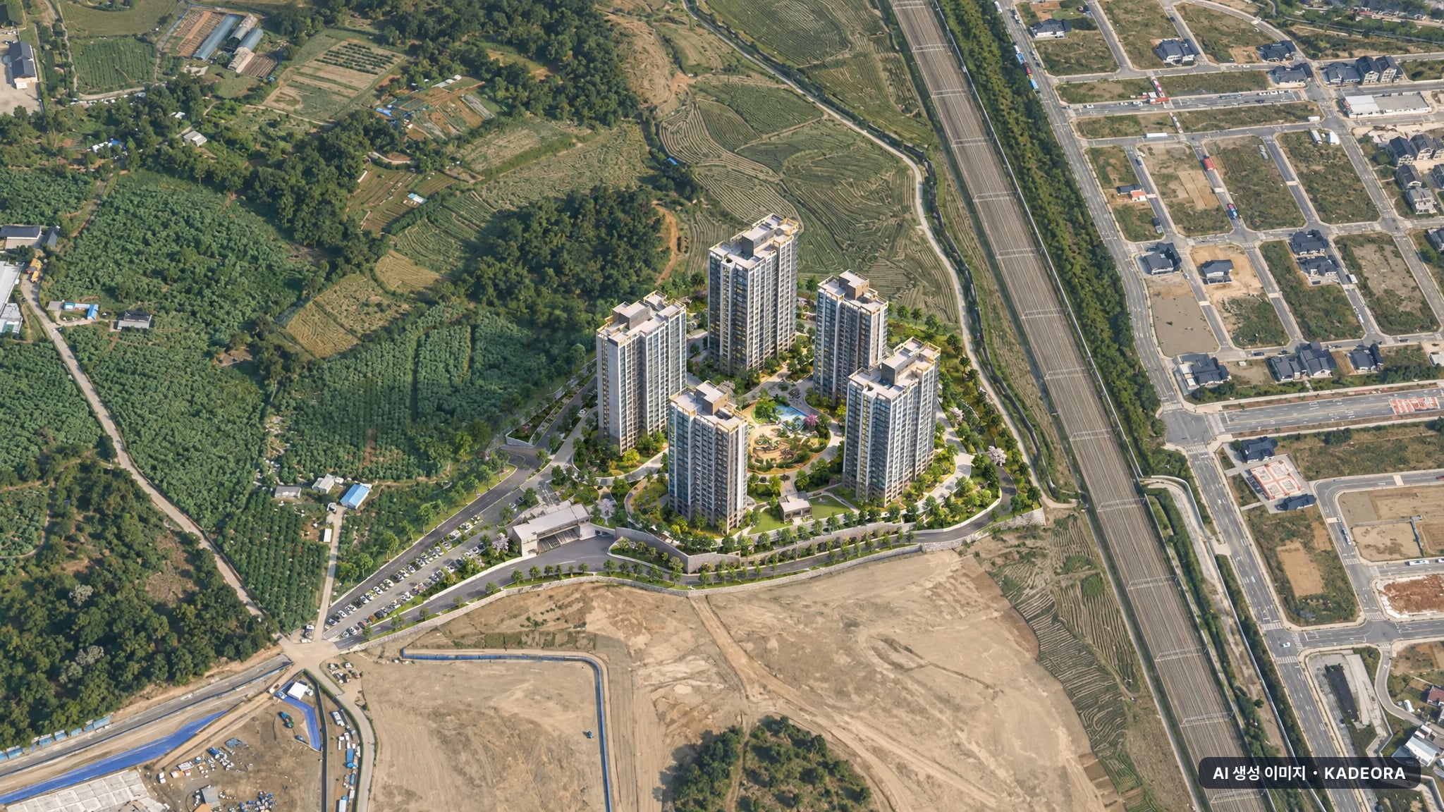 천안 아이파크 시티 3단지 단지 전경 AI 상상도(주간 항공) — 충남 천안시 당첨자 발표 851세대