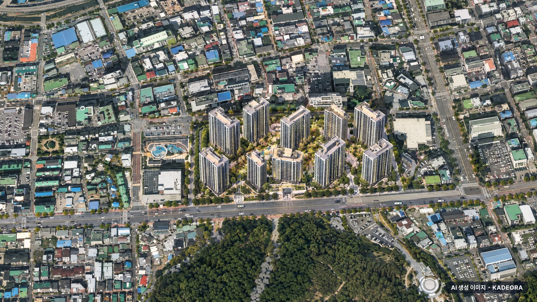 용인8 조감도 AI 상상도(주간 항공) — 경기 용인시 착공 1,240세대