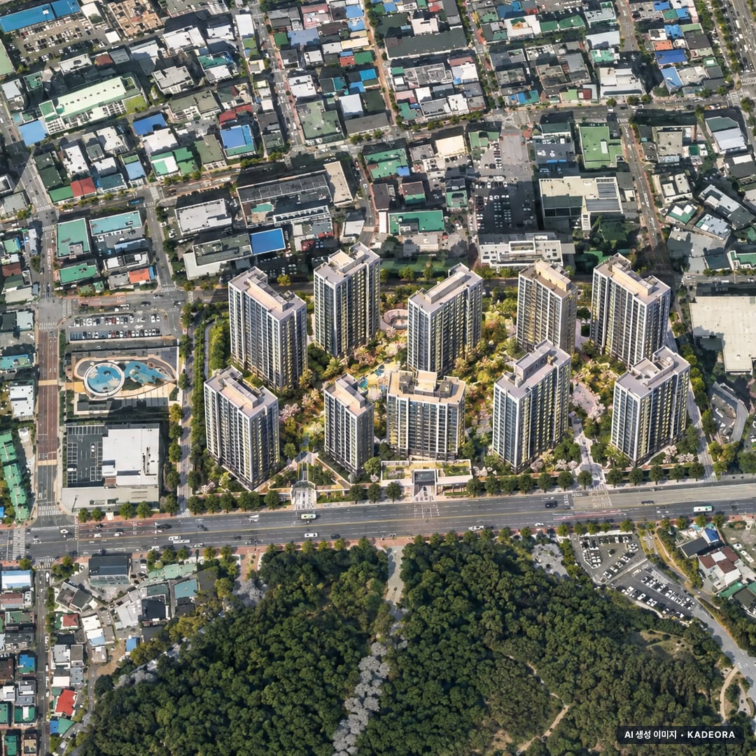 용인8 조감도 AI 상상도(주간 항공) — 경기 용인시 착공 1,240세대