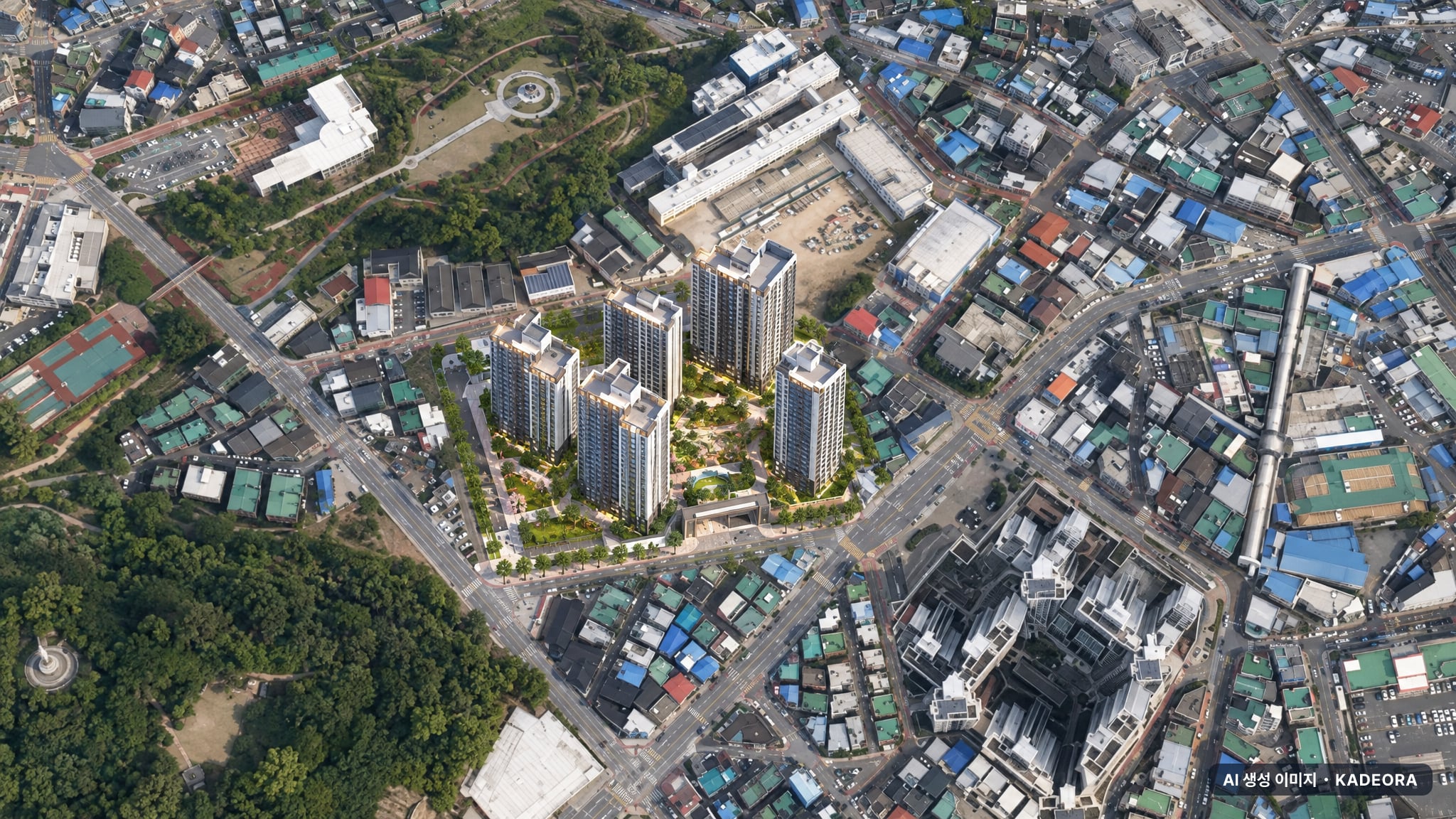 경기 광주 경안동 재개발 조감도 AI 상상도(주간 항공) — 경기 광주시 조합설립 900세대
