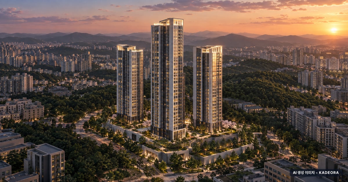 위례 A2-7블록 신혼희망타운(공공분양) 잔여세대 노을 항공 상상도 · AI 생성 이미지로 실제와 다를 수 있음 위례 A2-7블록 신혼희망타운(공공분양) 잔여세대 단지 전경 AI 상상도(노을 항공) — 경기 성남시 착공 3세대
