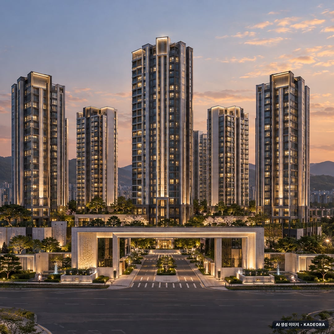 힐스테이트 어울림 청주사직 단지 전경 AI 상상도(단지 입구) — 충북 청주시 착공 2,330세대