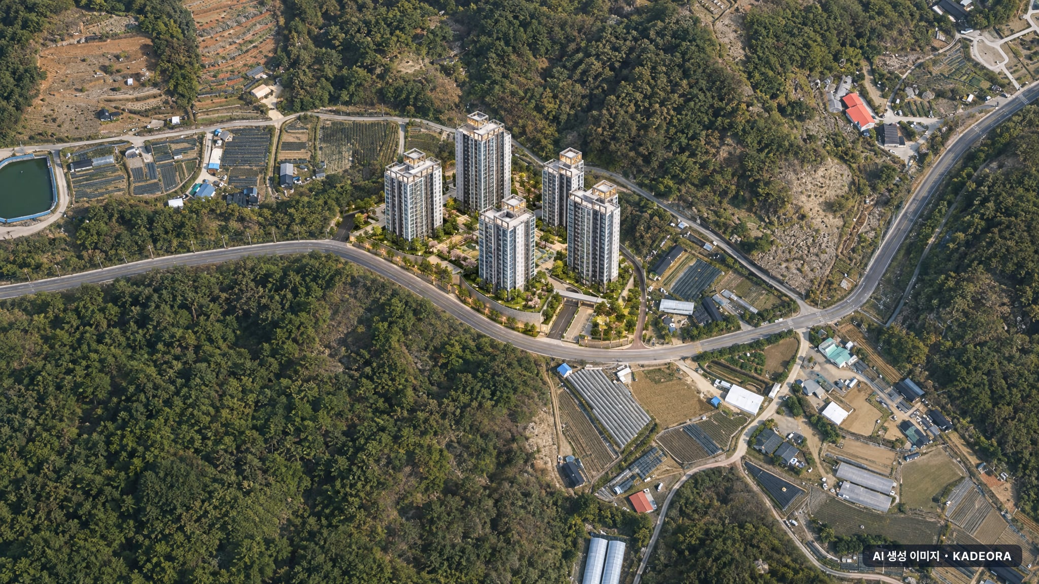 시흥거모 엘가 로제비앙 단지 전경 AI 상상도(주간 항공) — 경기 시흥시 착공 480세대