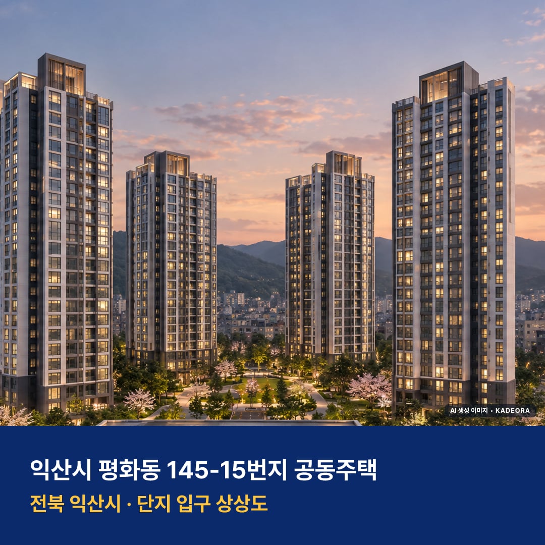 익산시 평화동 145-15번지 공동주택 단지 전경 AI 상상도 — 익산시 평화동 544세대 — AI 생성 상상도 · 실제와 다를 수 있음