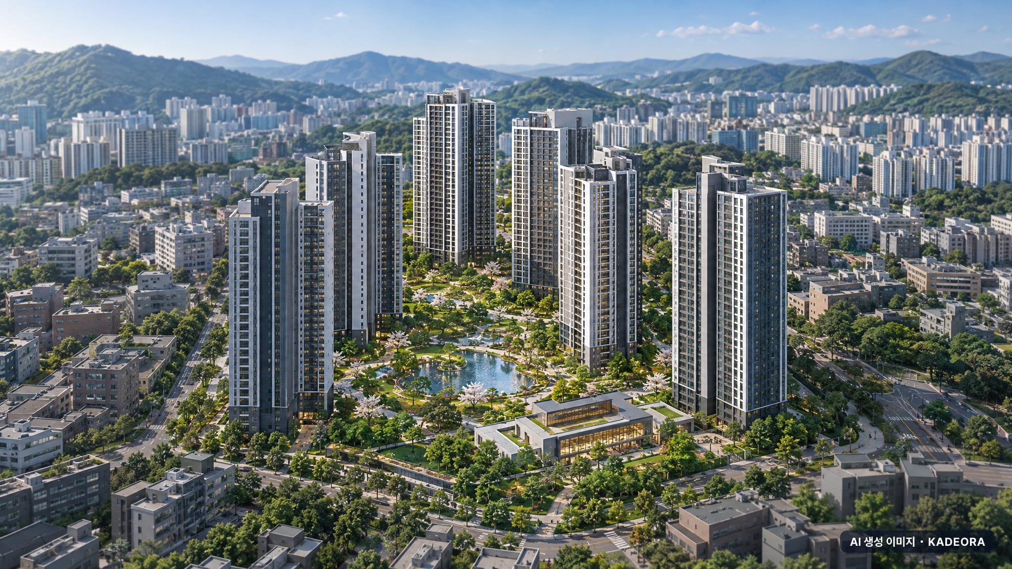 부산진구 연지3 재개발 단지 전경 AI 상상도(주간 항공) — 부산진구