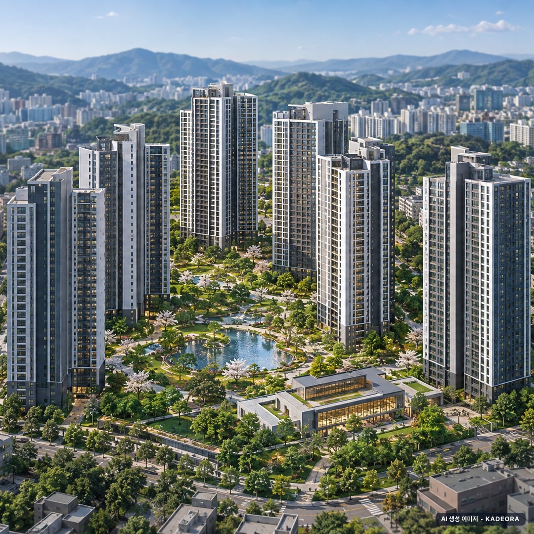부산진구 연지3 재개발 단지 전경 AI 상상도(주간 항공) — 부산진구