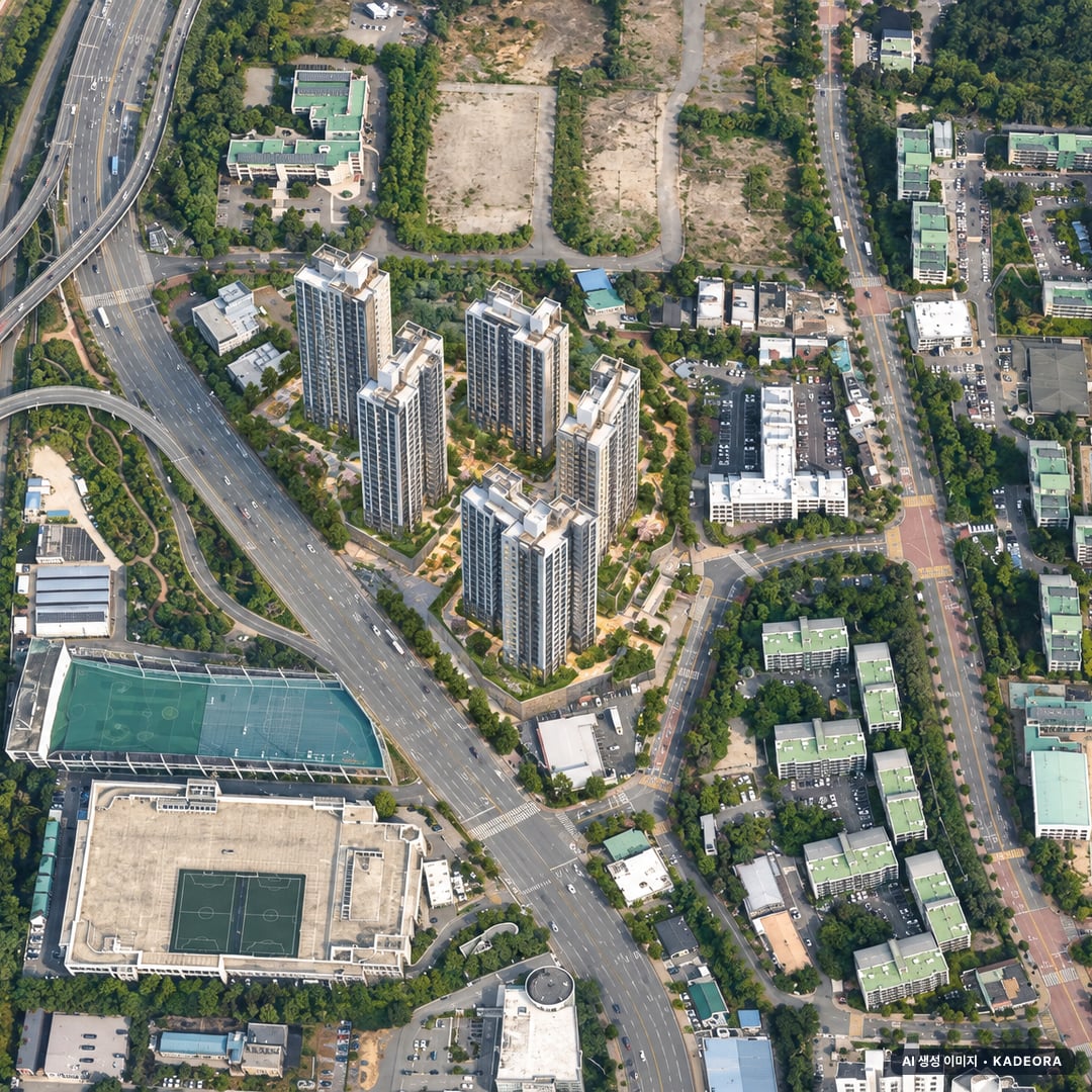 부산 북구 금곡2-1구역 재개발 조감도 AI 상상도(주간 항공) — 부산 북구 분양 예고 313세대