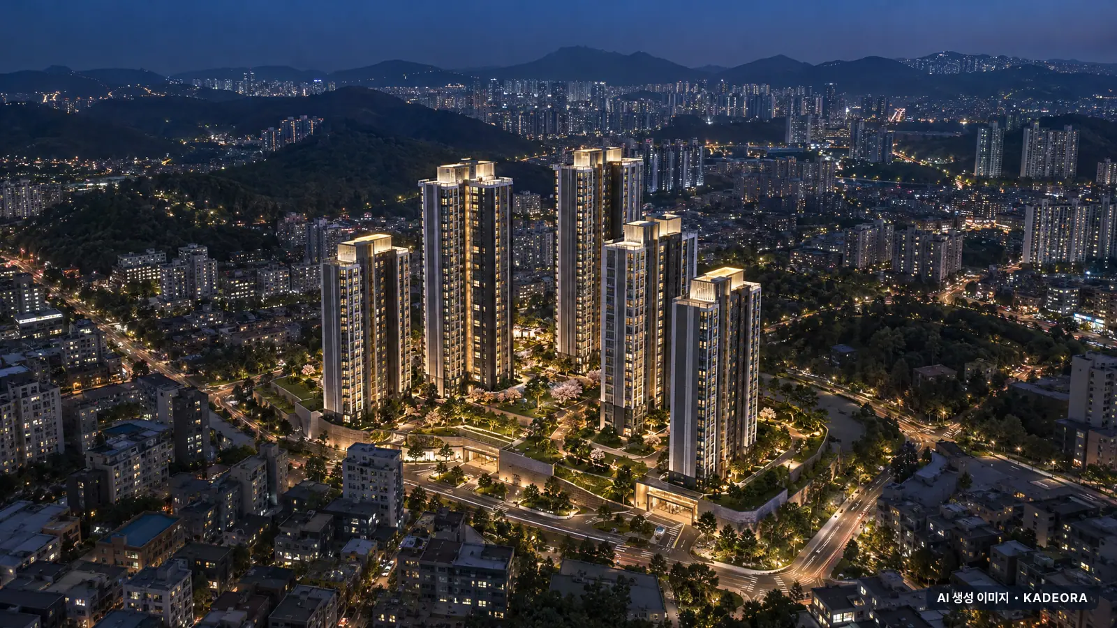 부산 북구 금곡2-1구역 재개발 단지 전경 AI 상상도 — 북구 금곡동 313세대