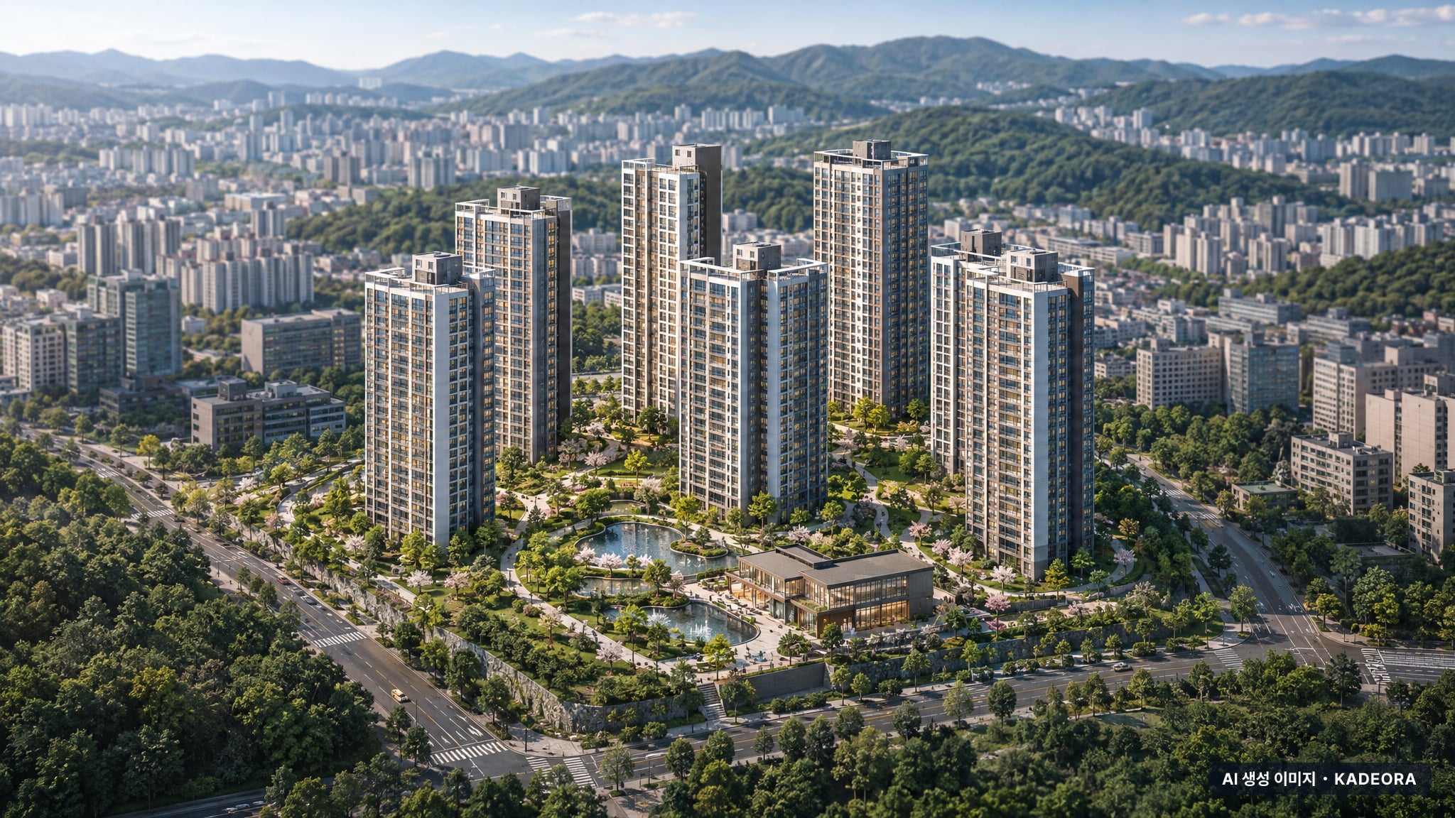 평택 브레인시티 한신더휴 단지 전경 AI 상상도(주간 항공) — 경기 평택시 착공 991세대