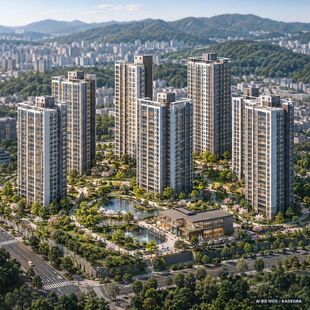 평택 브레인시티 한신더휴 단지 전경 AI 상상도(주간 항공) — 경기 평택시 착공 991세대