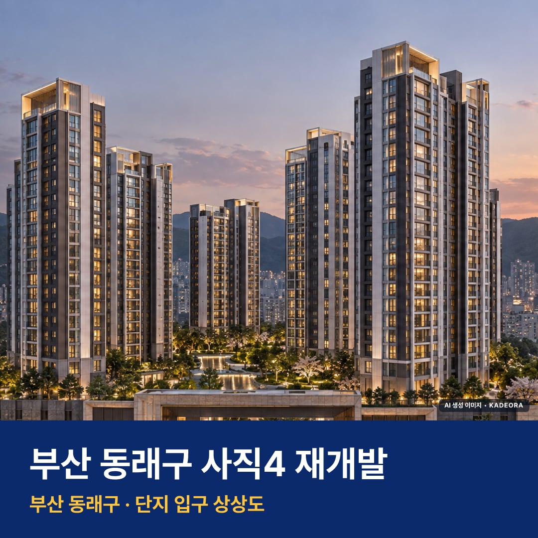 사직4 재개발 단지 전경 AI 상상도 — 동래구 사직동