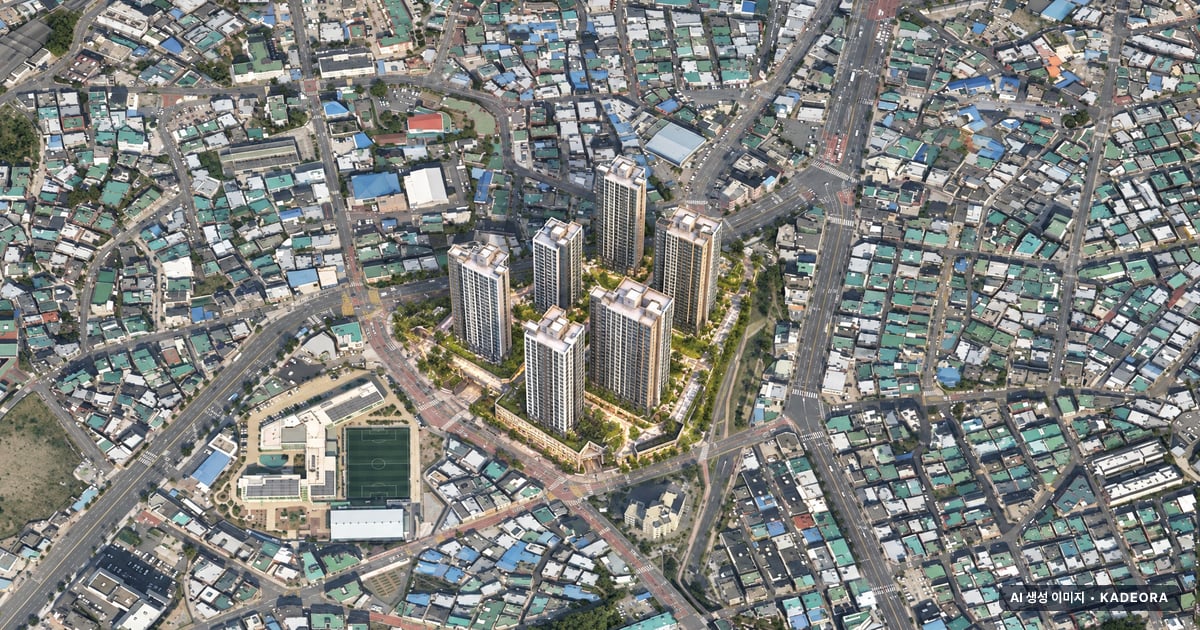 덕천1 재개발 덕천1 재개발 단지 전경 AI 상상도 — 북구 덕천동 531세대