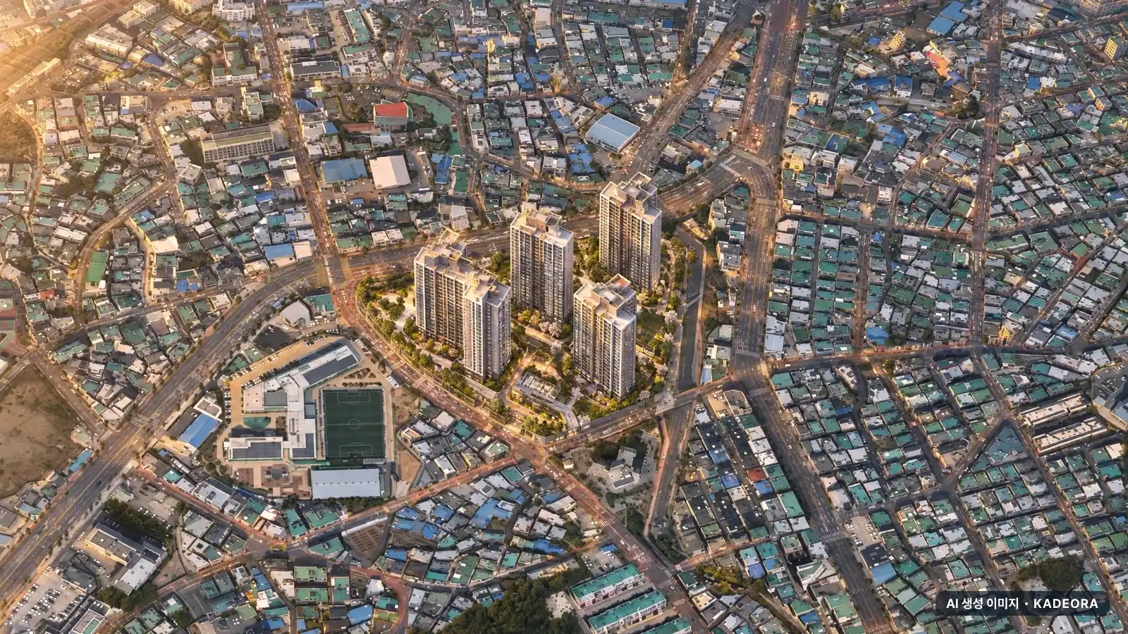 부산 북구 덕천1 재개발 단지 전경 AI 상상도(저녁) — 북구 아파트 분양