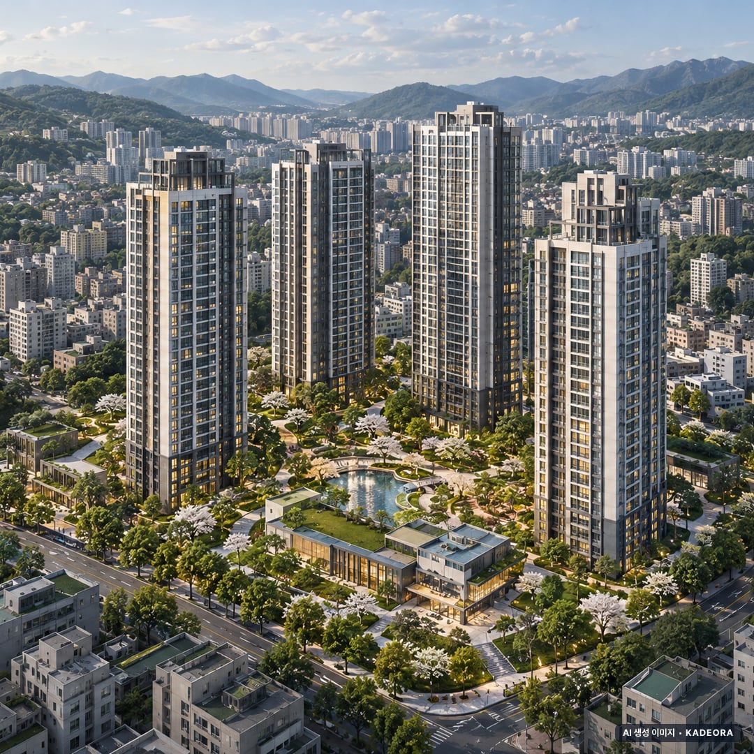 부산 연제구 거제동 40-96번지 가로주택정비 조감도 AI 상상도(주간 항공) — 부산 연제구 조합설립 325세대