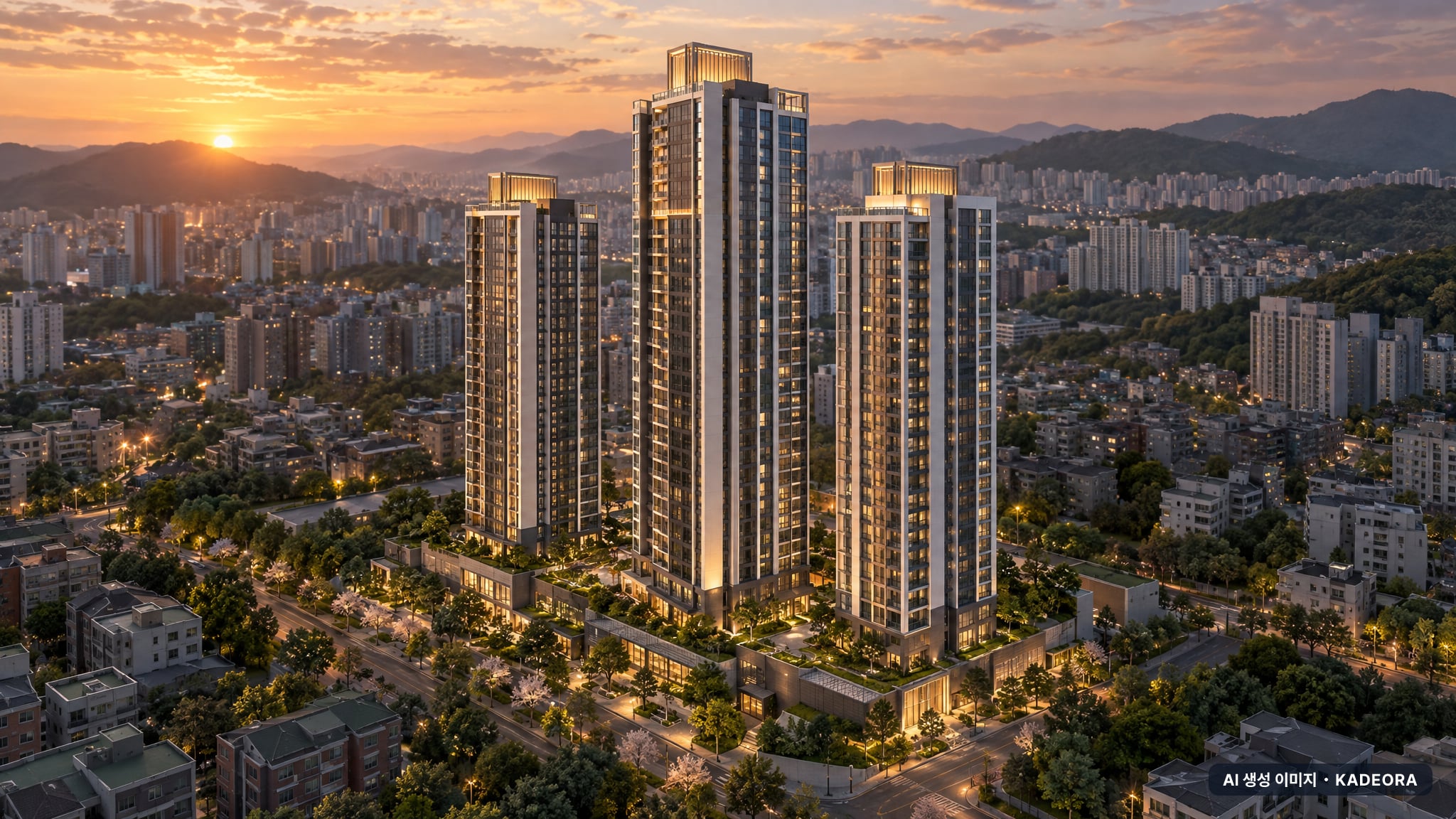 대구 범어2구역 재건축 단지 전경 AI 상상도(노을 항공) — 대구 수성구 사업시행인가 92세대