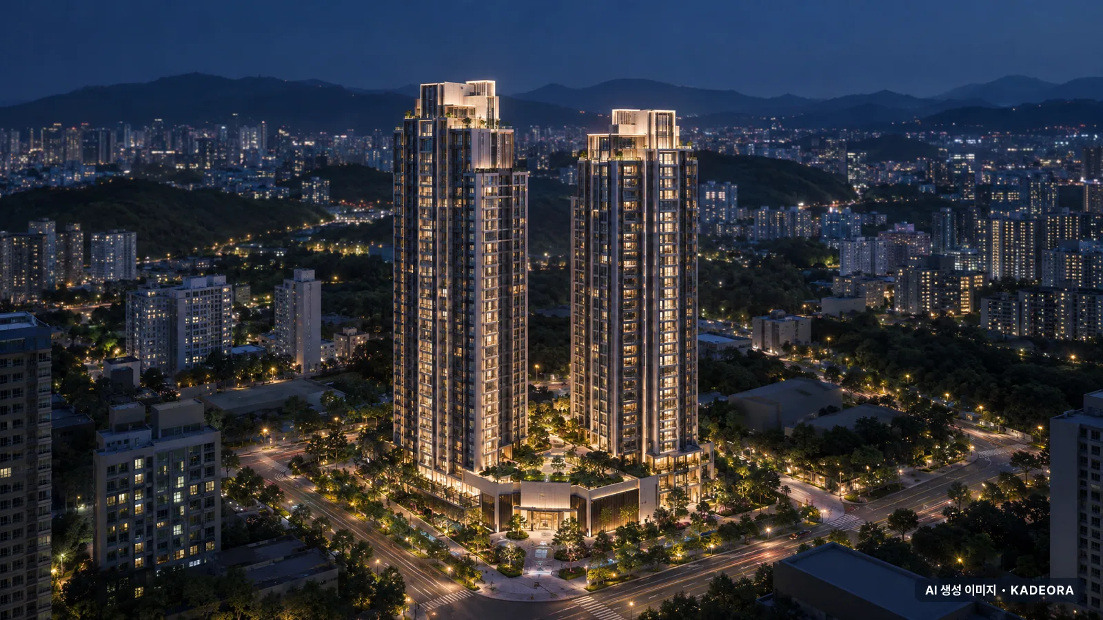 힐스테이트 사직 아시아드 단지 전경 AI 상상도 — 동래구 사직동 1,068세대