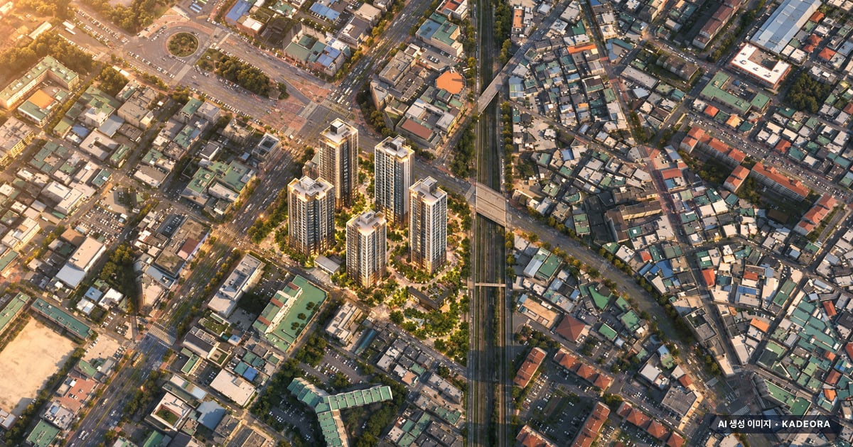 양덕3구역 재개발 총 487세대 기준 AI 상상도 — 실제와 다를 수 있음 양덕3구역 재개발 총 487세대 기준 AI 상상도(노을 항공) — 실제와 다를 수 있음