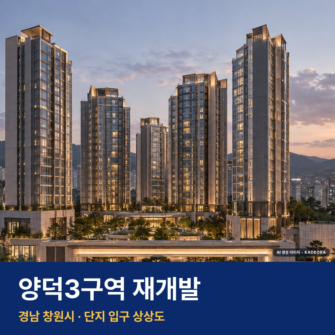 양덕3구역 재개발 단지 전경 AI 상상도 — 창원시 양덕동 487세대