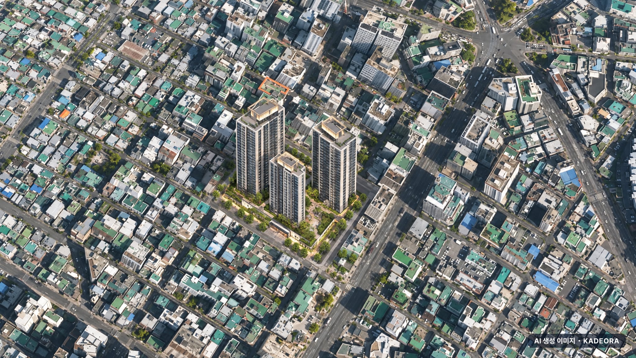 부산 연제구 연산2 가로주택정비 단지 전경 AI 상상도(주간 항공) — 부산 연제구 조합설립 162세대