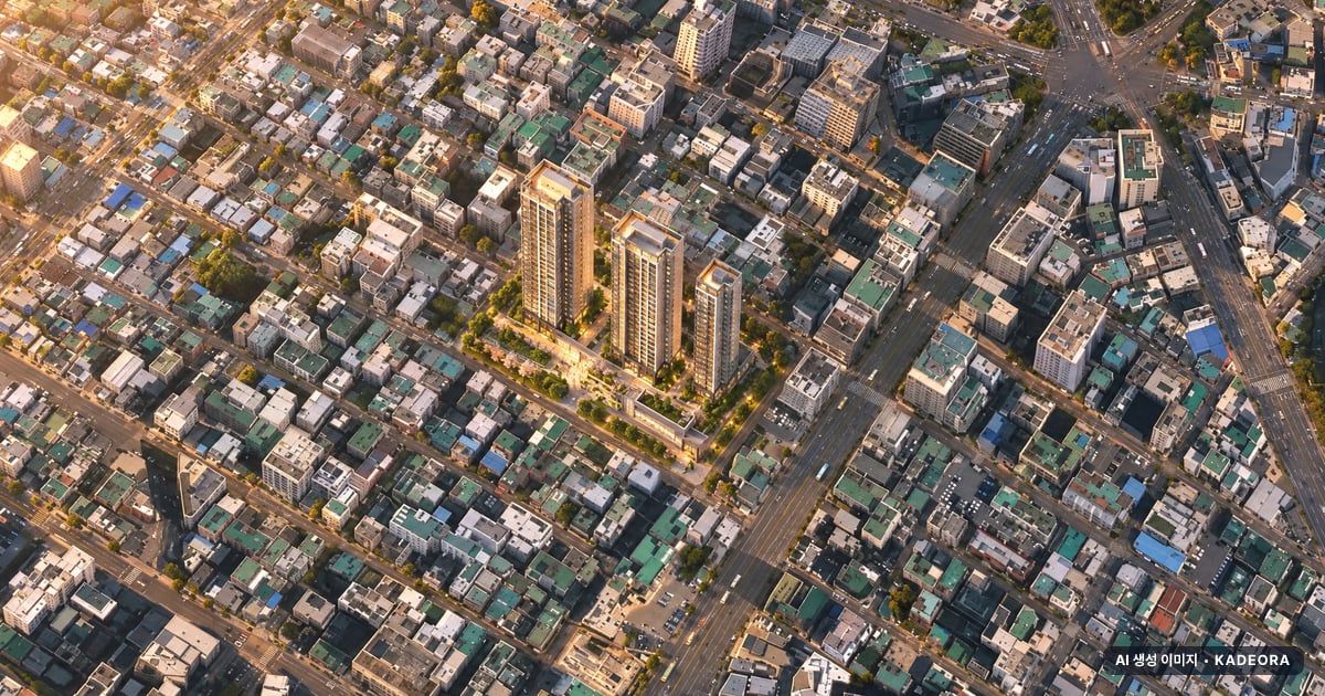 부산 연제구 연산2 가로주택정비 조감도 AI 상상도(노을 항공) — 부산 연제구 조합설립 162세대
