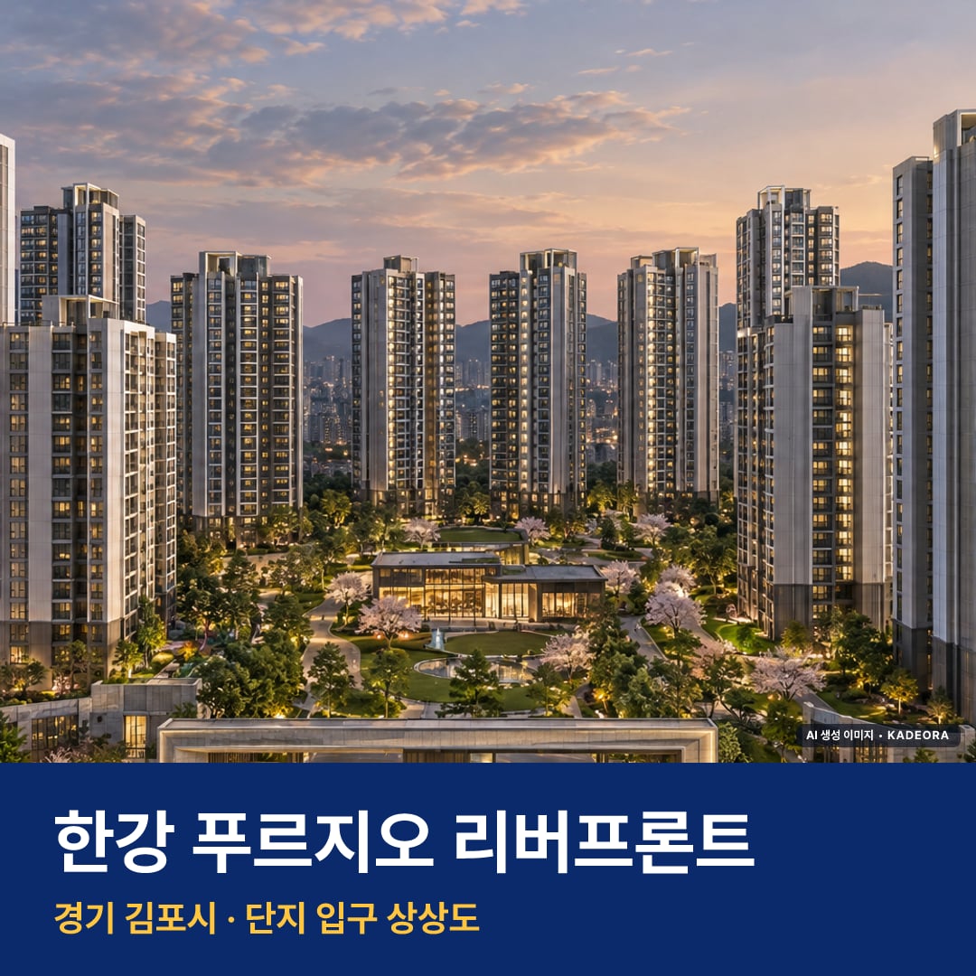 한강 푸르지오 리버프론트 단지 전경 AI 상상도 — 김포시 고촌읍 2,432세대