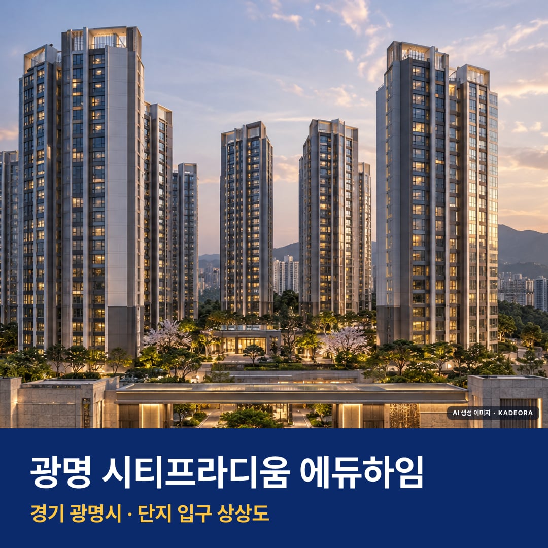 광명 시티프라디움 에듀하임 단지 전경 AI 상상도 — 광명시 소하동 426세대