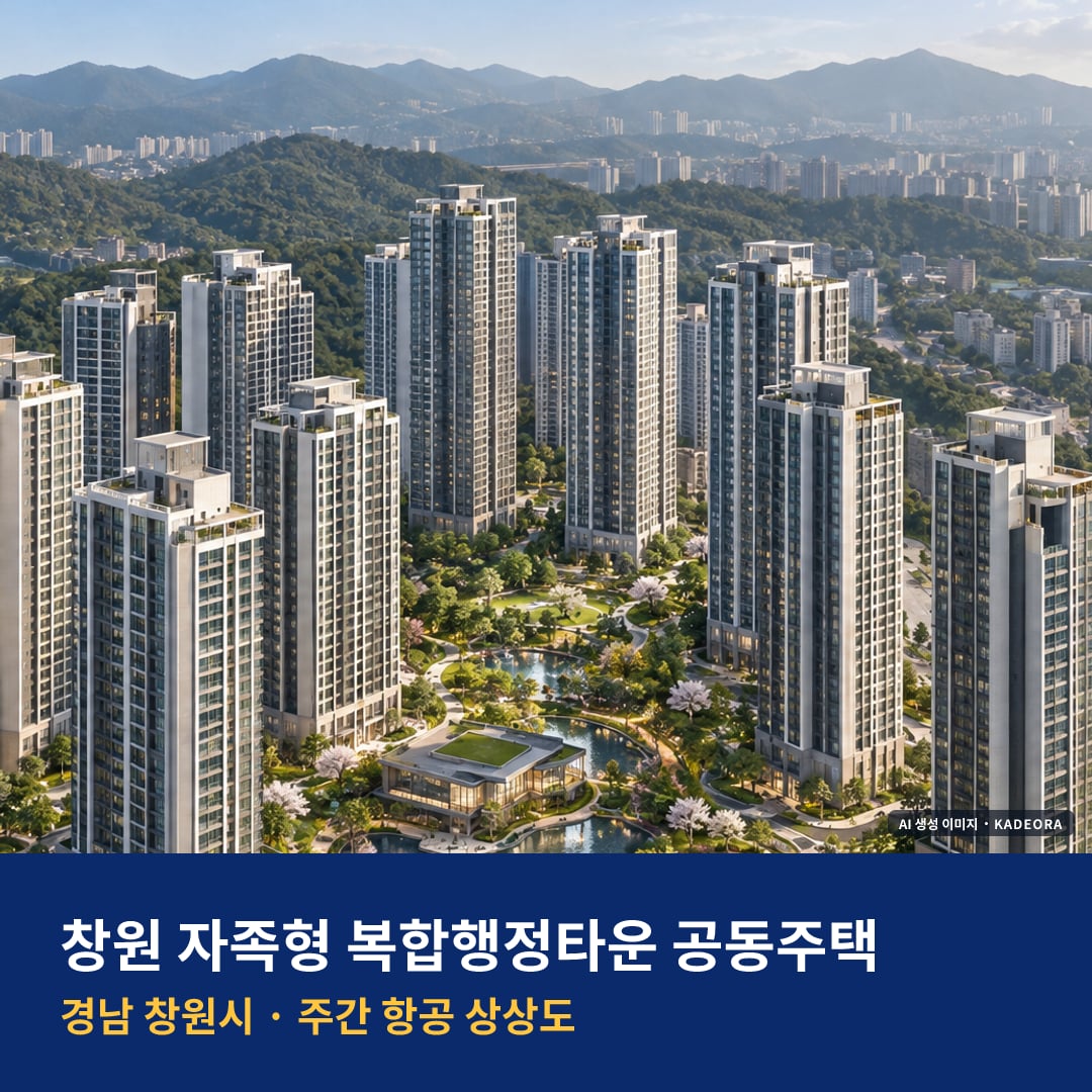 창원 자족형 복합행정타운 공동주택 단지 전경 AI 상상도 — 창원시 회성동 2,040세대
