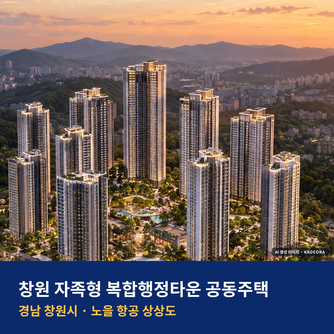 창원 자족형 복합행정타운 공동주택 단지 전경 AI 상상도 — 창원시 회성동 2,040세대