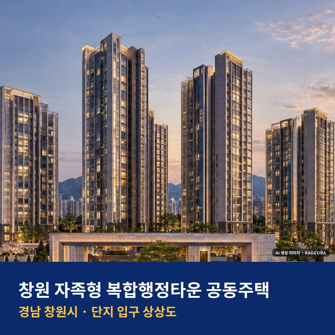 창원 자족형 복합행정타운 공동주택 단지 전경 AI 상상도 — 창원시 회성동 2,040세대