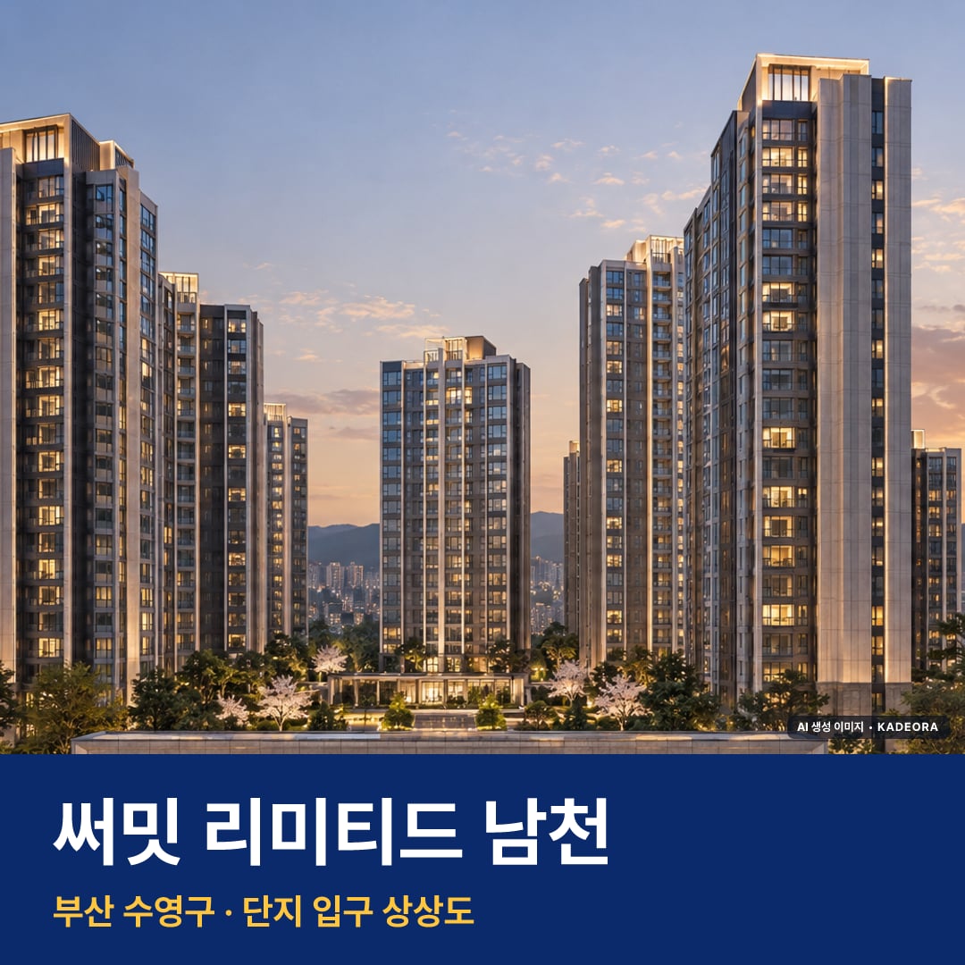써밋 리미티드 남천 단지 전경 AI 상상도 — 수영구 남천동 835세대