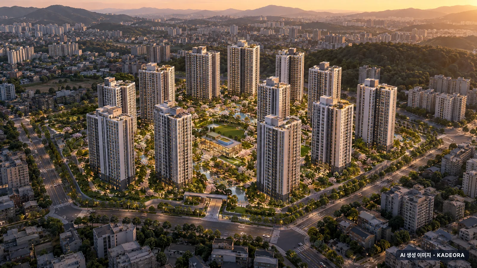 안산시 월드아파트 단지 전경 AI 상상도(저녁) — 안산시 아파트 분양