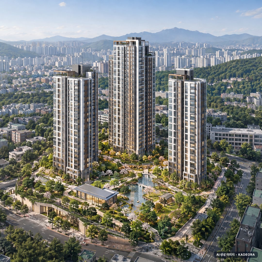동성하이타운 가로주택정비 조감도 AI 상상도(주간 항공) — 부산 사업시행인가 265세대