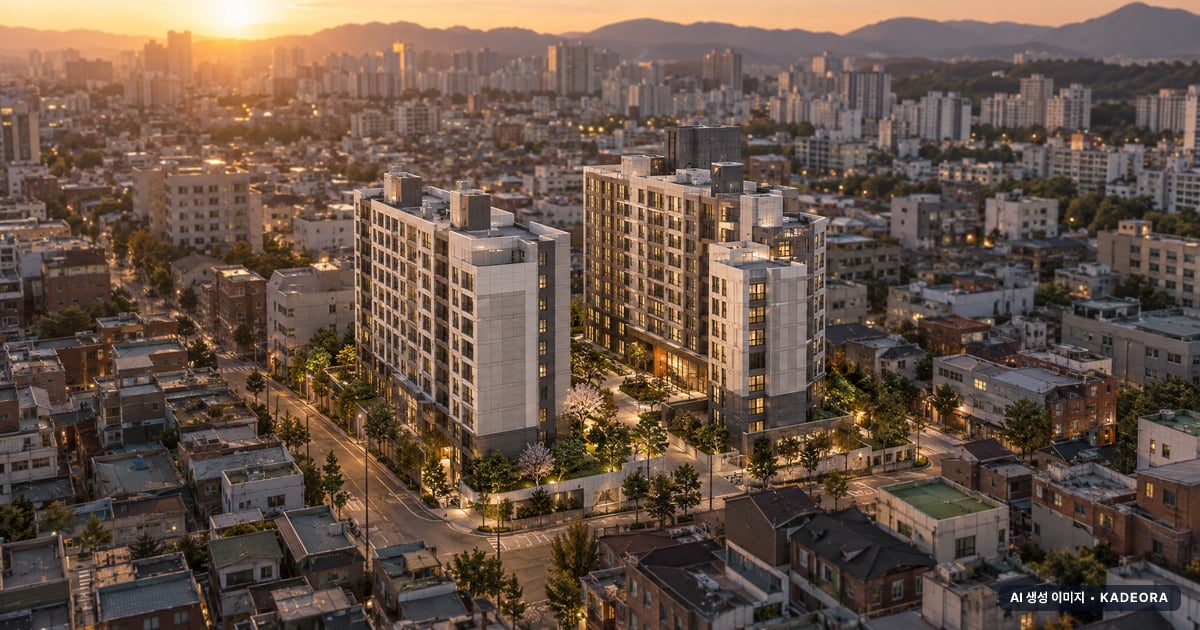 대성주택 소규모재건축 총 227세대 기준 AI 상상도(노을 항공) — 실제와 다를 수 있음